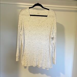 American Eagle Outfitters Speckled White Long Sleeve Top